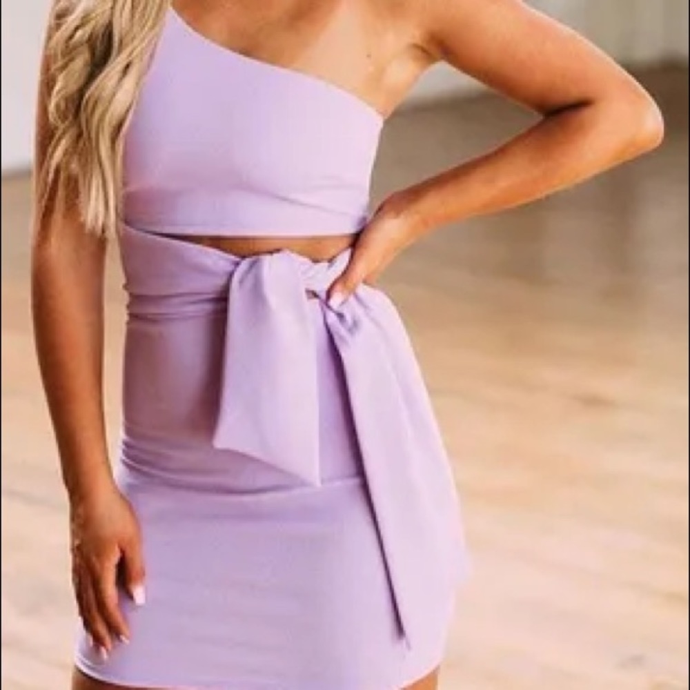 Lavender One Shoulder Mini Dress